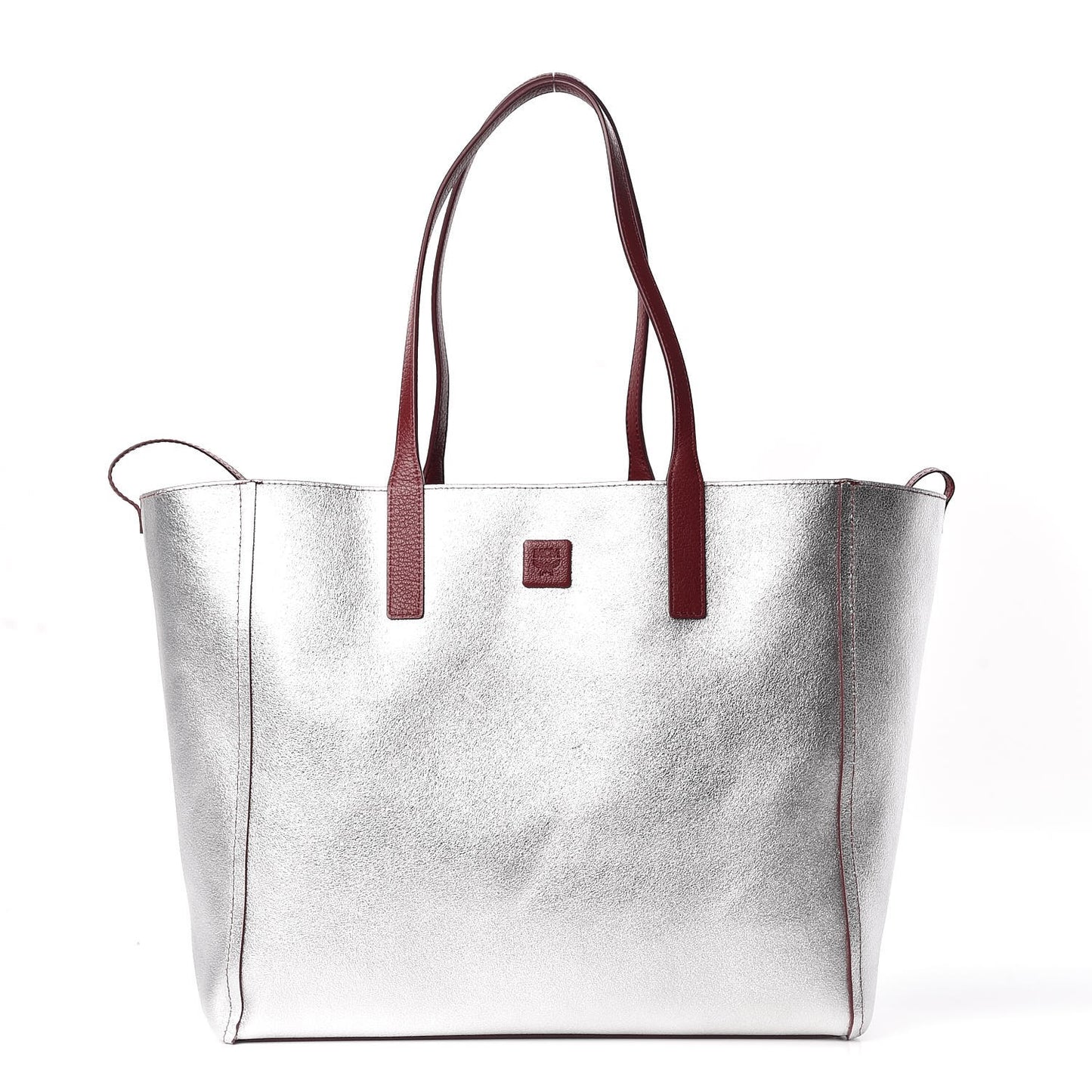 Grained Calfskin Medium Reversible Wandel Tote Ruby Tan
