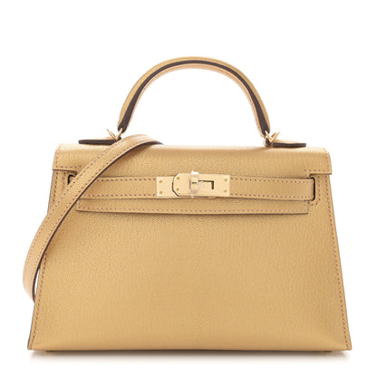 Hermes Metallic Chevre Chamkilight Mini Kelly Sellier 20 Dore 1 of 11