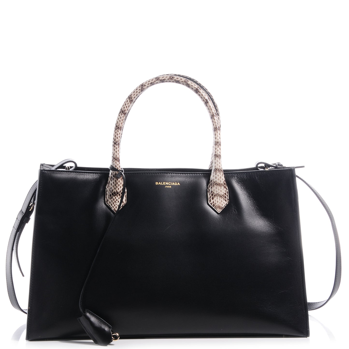 Calfskin Padlock Nude Work S Elaphe Snakeskin Top Handle Black