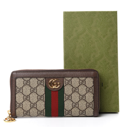 Gucci GG Supreme Monogram Web Ophidia Zip Around Wallet Brown 7 of 7