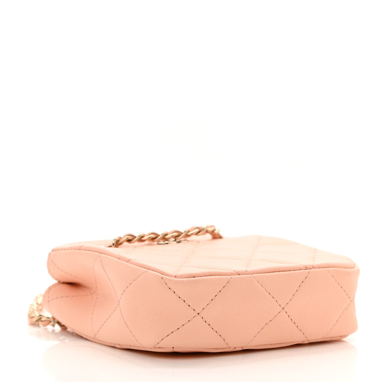 Chanel Lambskin Quilted Tiny Shopping Clutch With Chain Light Beige 4 of 8