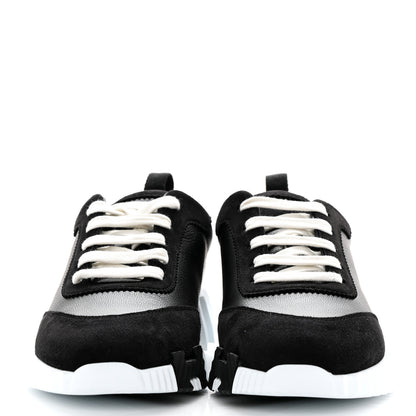 Hermes Goatskin Suede Goatskin Bouncing Sneakers 37.5 Black 2 of 9