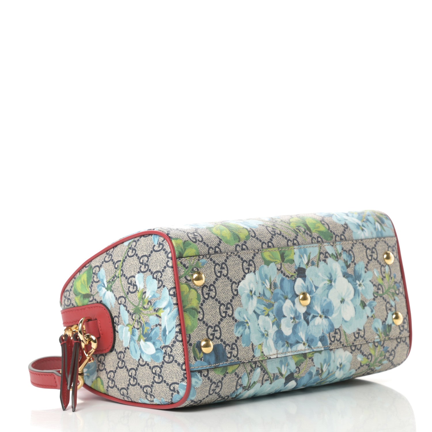 Gucci GG Supreme Monogram Blooms Small Boston Beige Blue Navy Hibiscus Red 4 of 10