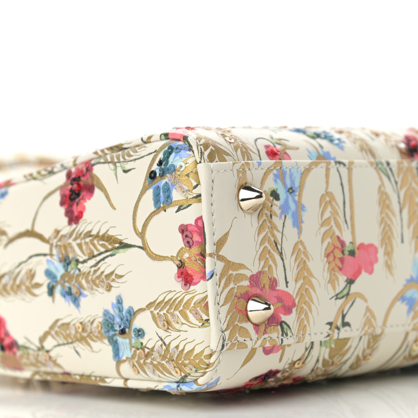 Calfskin Hibiscus Printed Embroidered My ABCDior Lady Dior Beige Multicolor