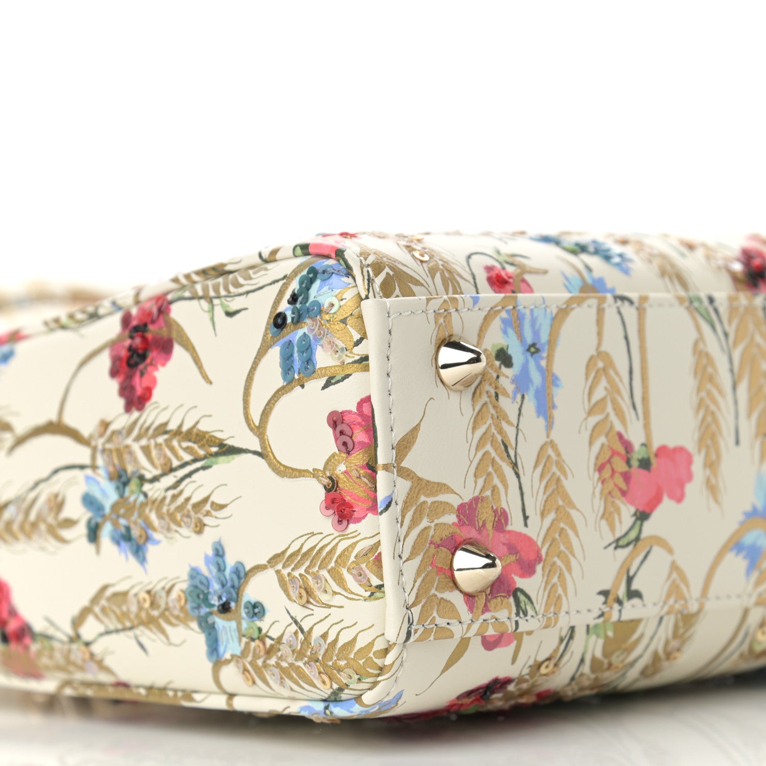 Christian Dior Calfskin Hibiscus Printed Embroidered My ABCDior Lady Dior Beige Multicolor 8 of 9