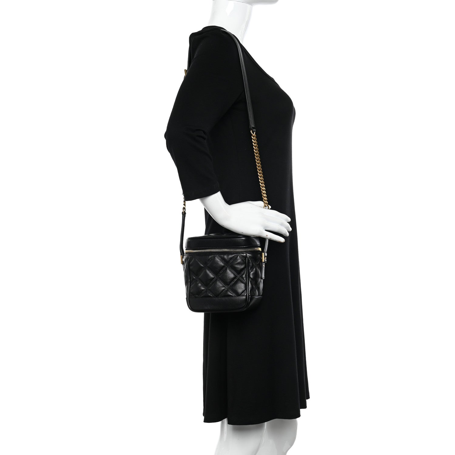 Saint Laurent Grain de Poudre Quilted 80's Vanity Bag Black 1 of 9