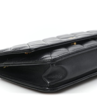 Chanel Lambskin Quilted Wallet On Chain WOC Black Black 10 of 12