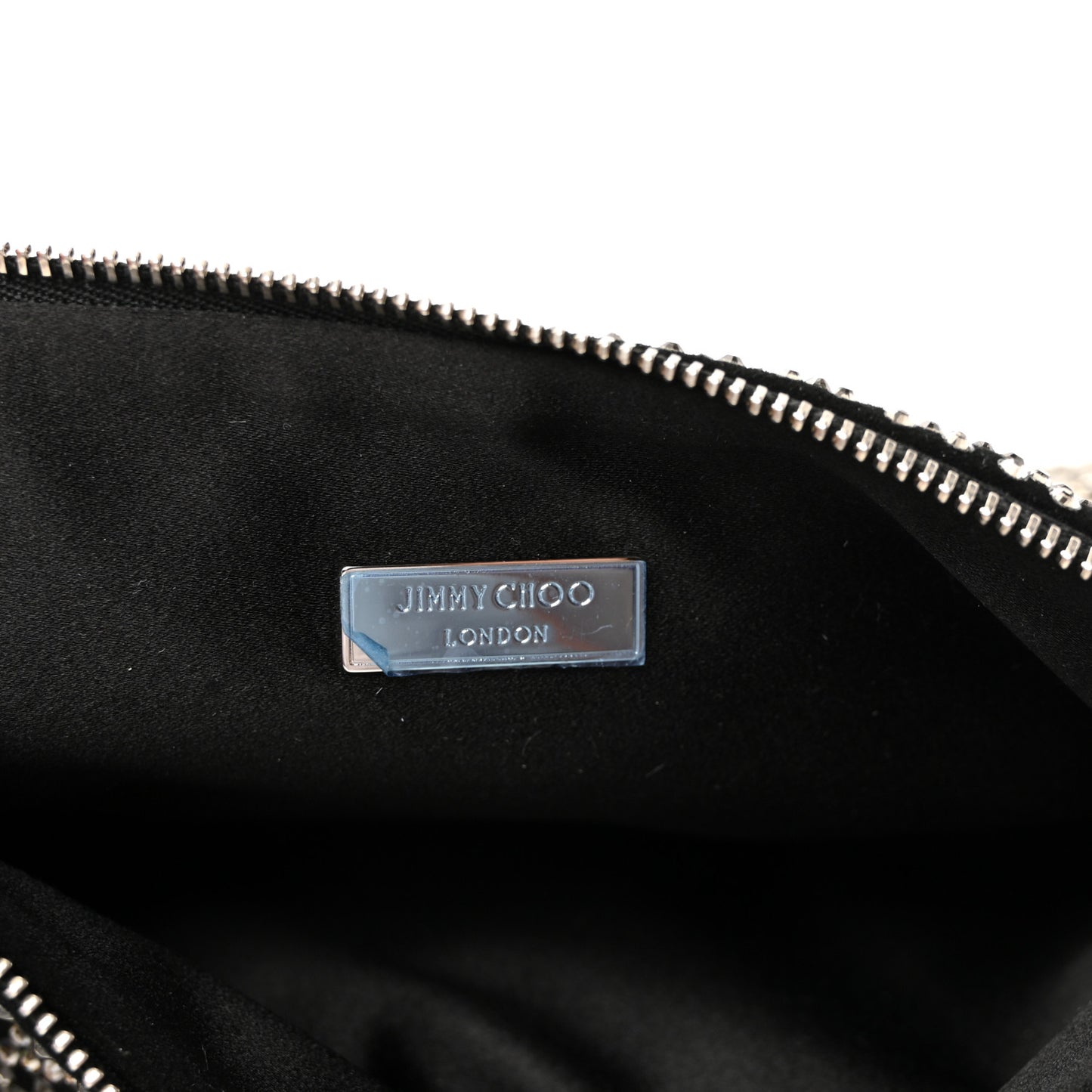 Suede Crystal Chain Top Handle Bag Black