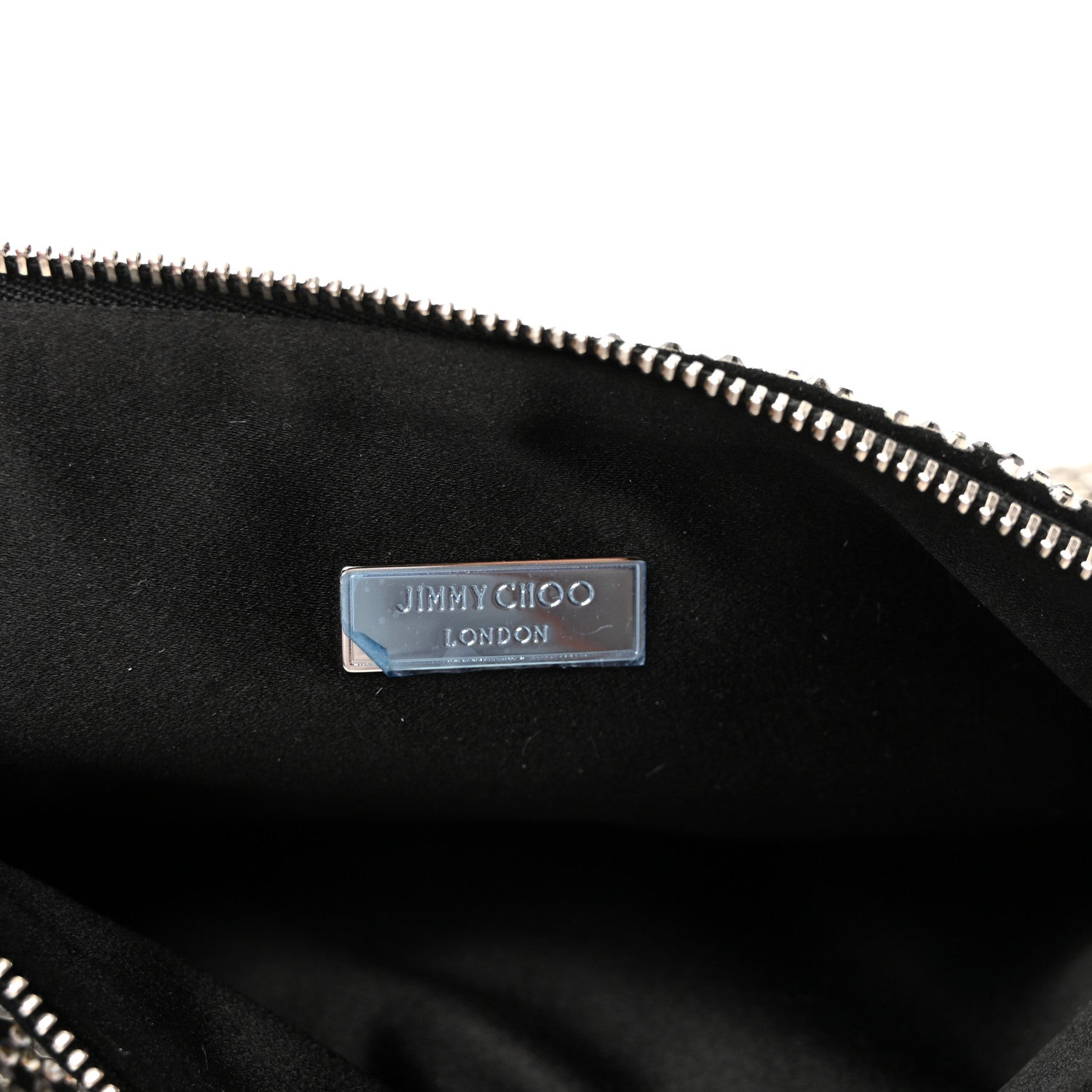 Jimmy Choo Suede Crystal Chain Top Handle Bag Black 6 of 11