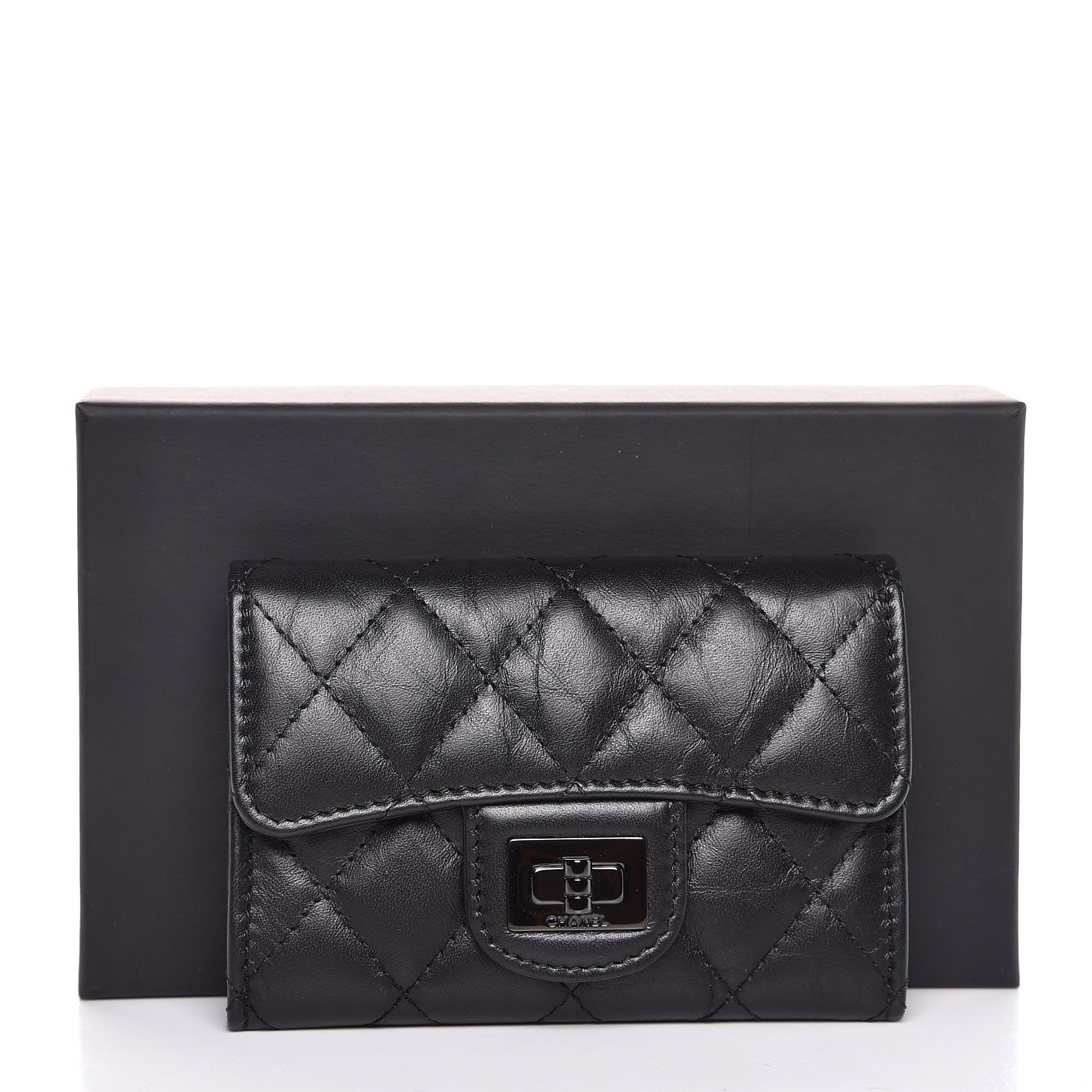 Chanel Aged Calfskin Quilted Reissue Flap Card Holder So Black 9 of 9