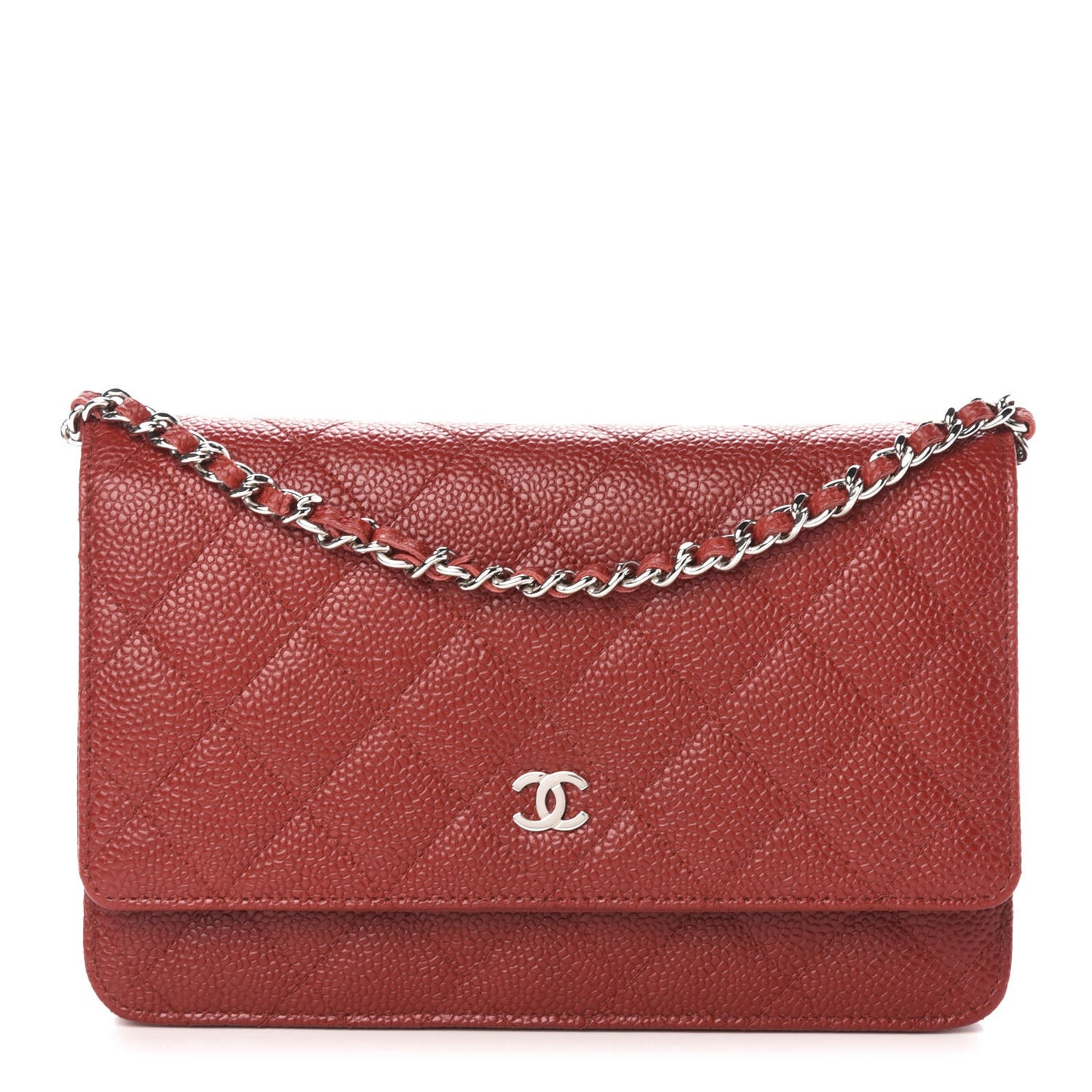 Caviar Quilted Wallet on Chain WOC Red