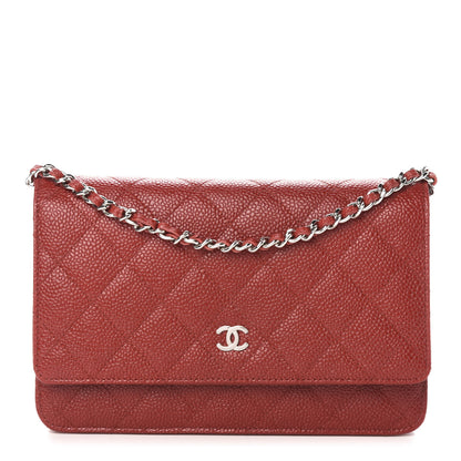 Chanel Caviar Quilted Wallet on Chain WOC Red 1 of 12