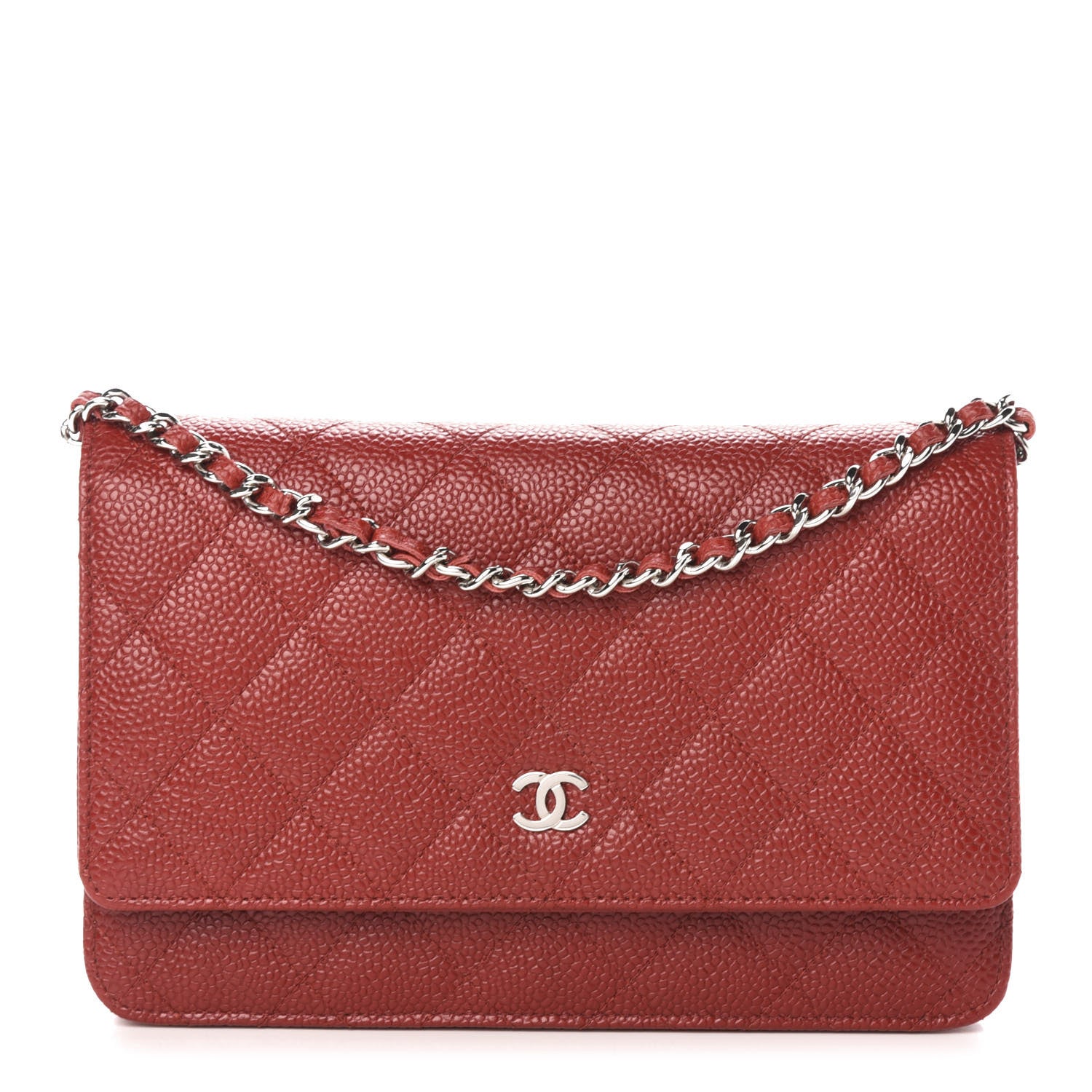 Chanel Caviar Quilted Wallet on Chain WOC Red 1 of 12