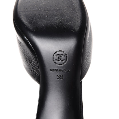 Chanel Patent Grosgrain Cap Toe Pearl Mule 39 Black 8 of 13