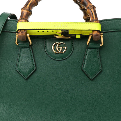 Gucci Wonka Grain Calfskin Small Diana Tote Bag Green Yellow Fluo 9 of 16