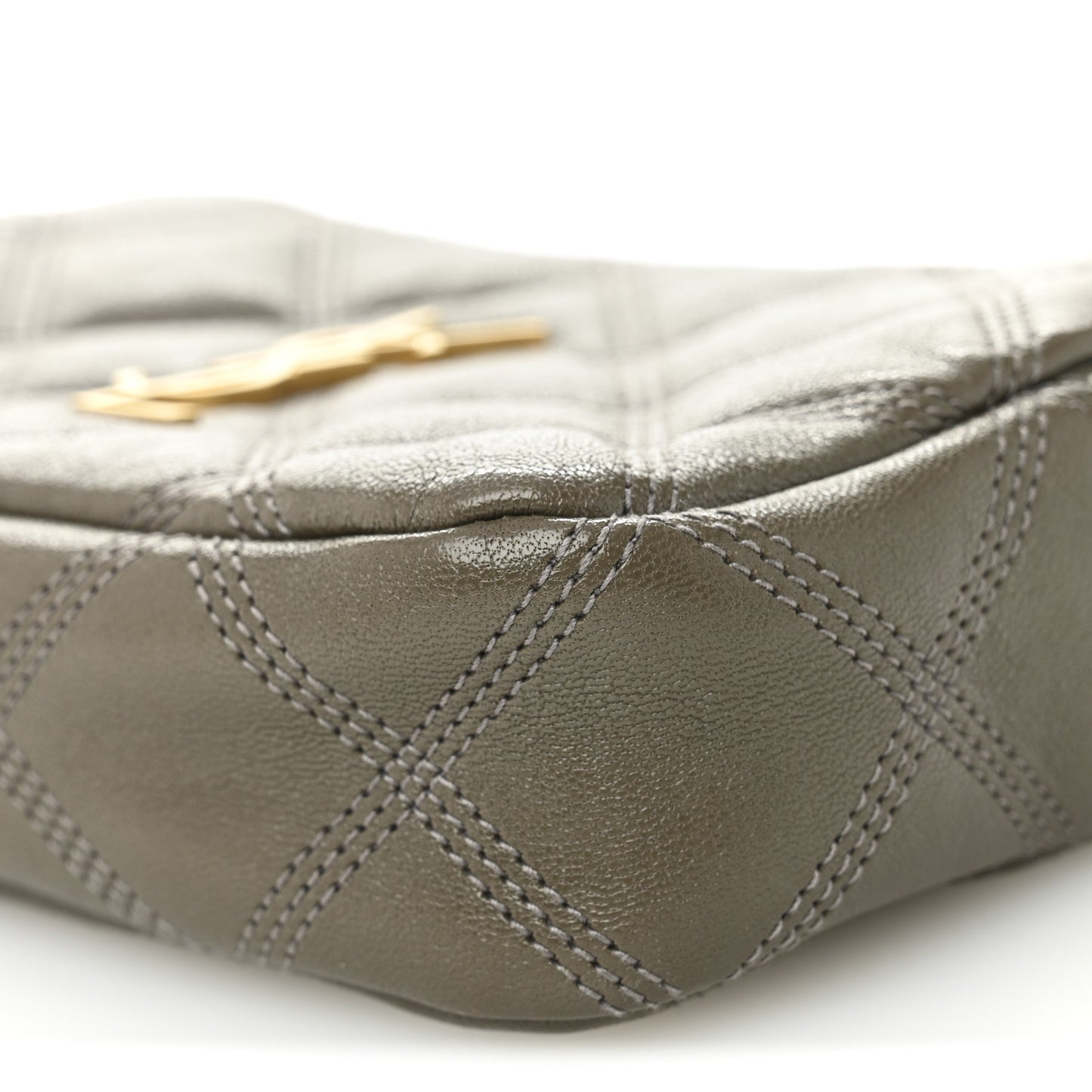Grained Lambskin Quilted Mini Becky Double Zip Bag Taupe