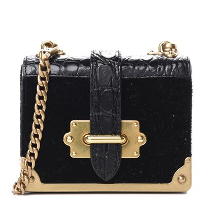 Prada Velvet Crocodile Micro Cahier Bag Black 1 of 10