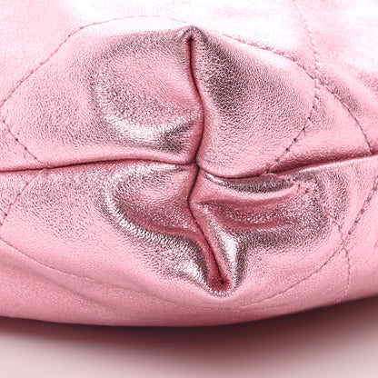 Chanel Metallic Lambskin Lacquered Monochrome Quilted Mini Chanel 22 Pink 9 of 10