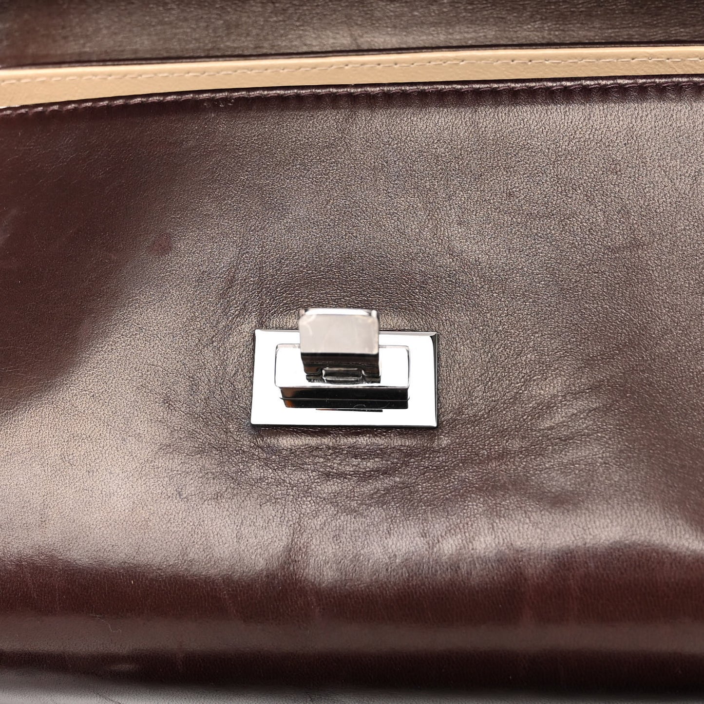 Lambskin Vertical Quilt Small Accordion Flap Brown