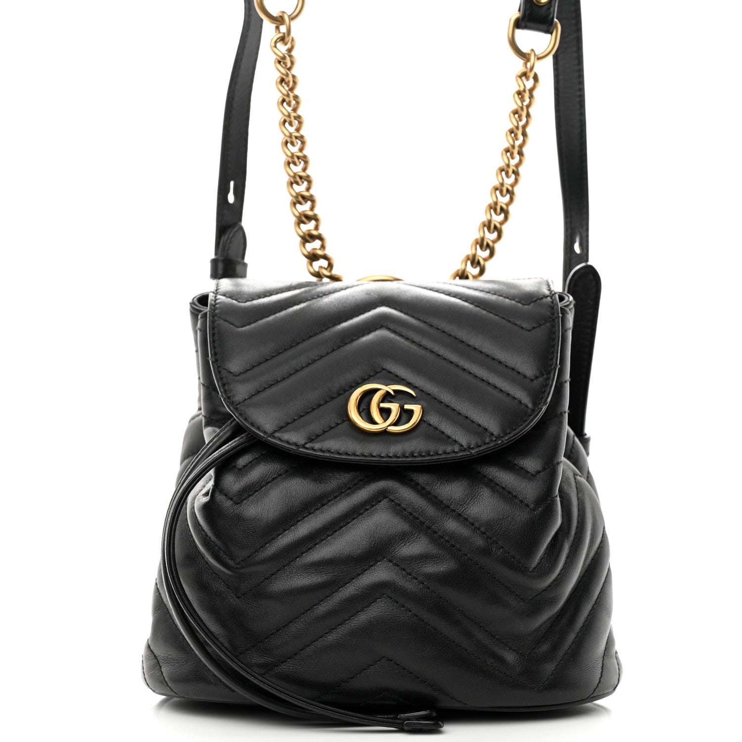 Gucci Calfskin Matelasse GG Marmont Flap Backpack Black 8 of 11