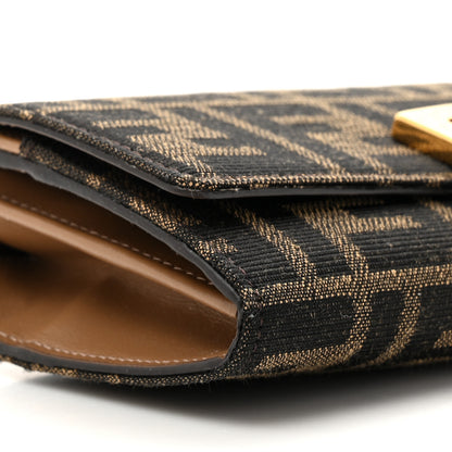 Fendi Fabric Jacquard FF 1974 Continental Wallet On Chain Tobacco Moro 10 of 13
