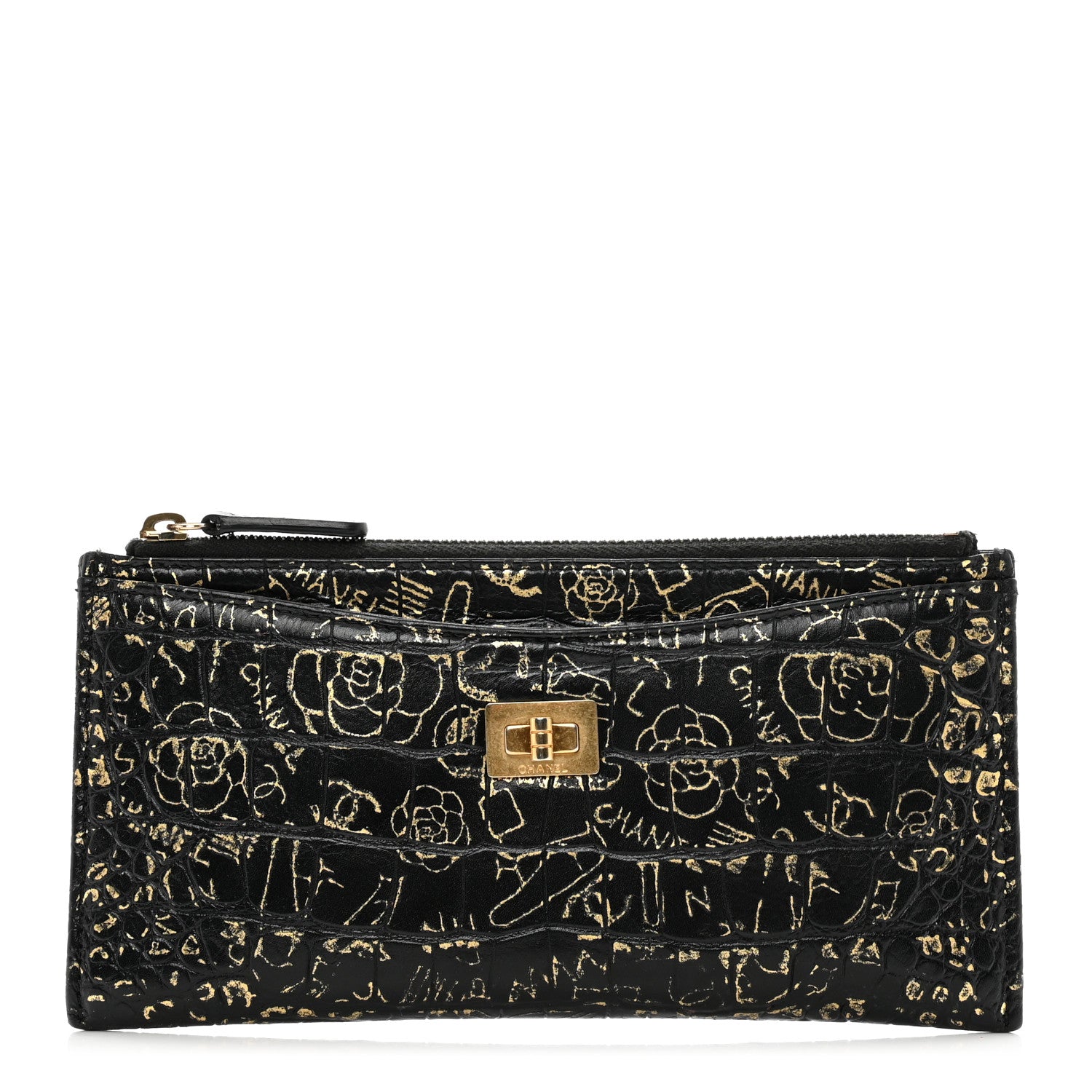 Chanel Calfskin Crocodile Embossed Graffiti 2.55 Cocodile Reissue