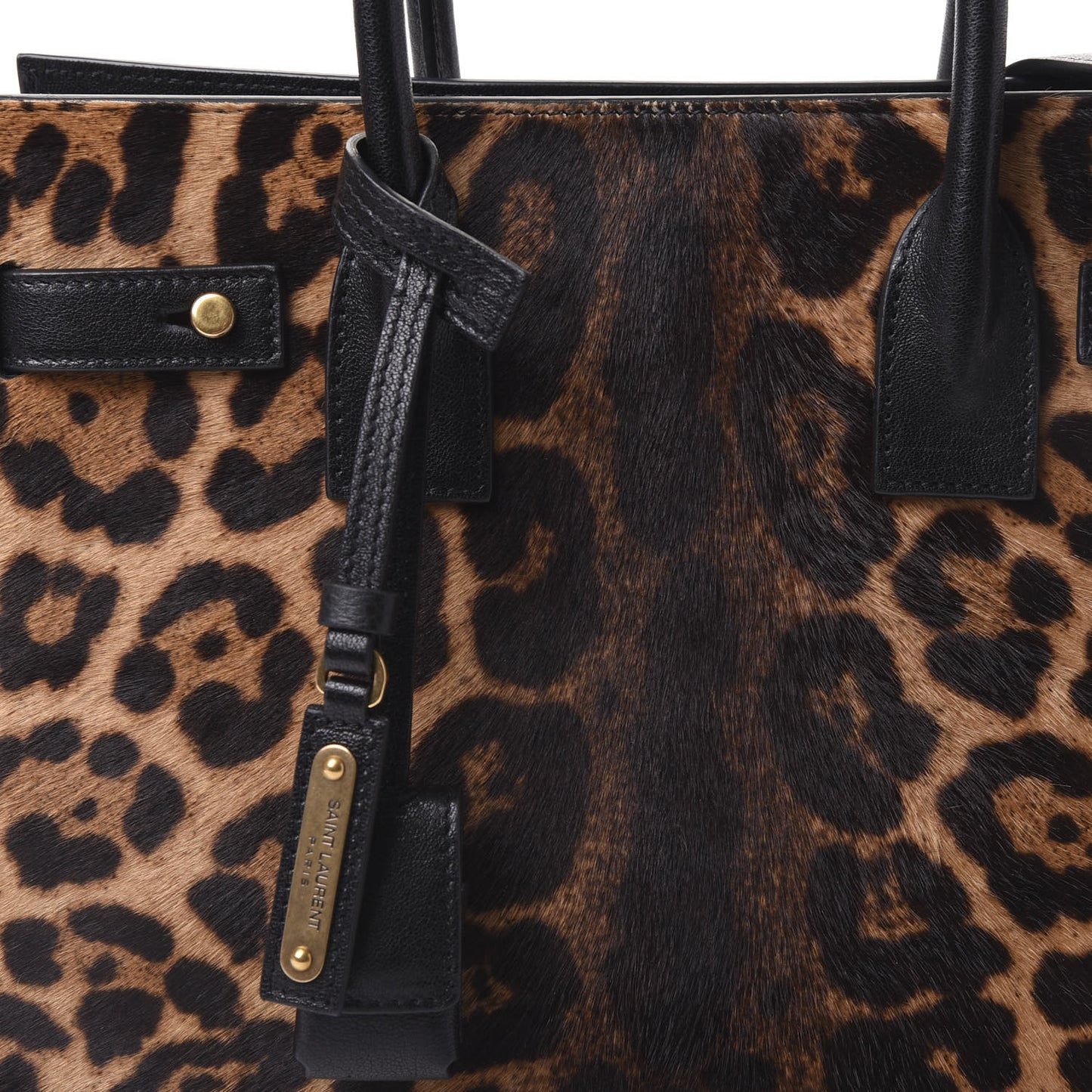 Pony Effect Calfskin Leopard Print Baby Supple Sac De Jour