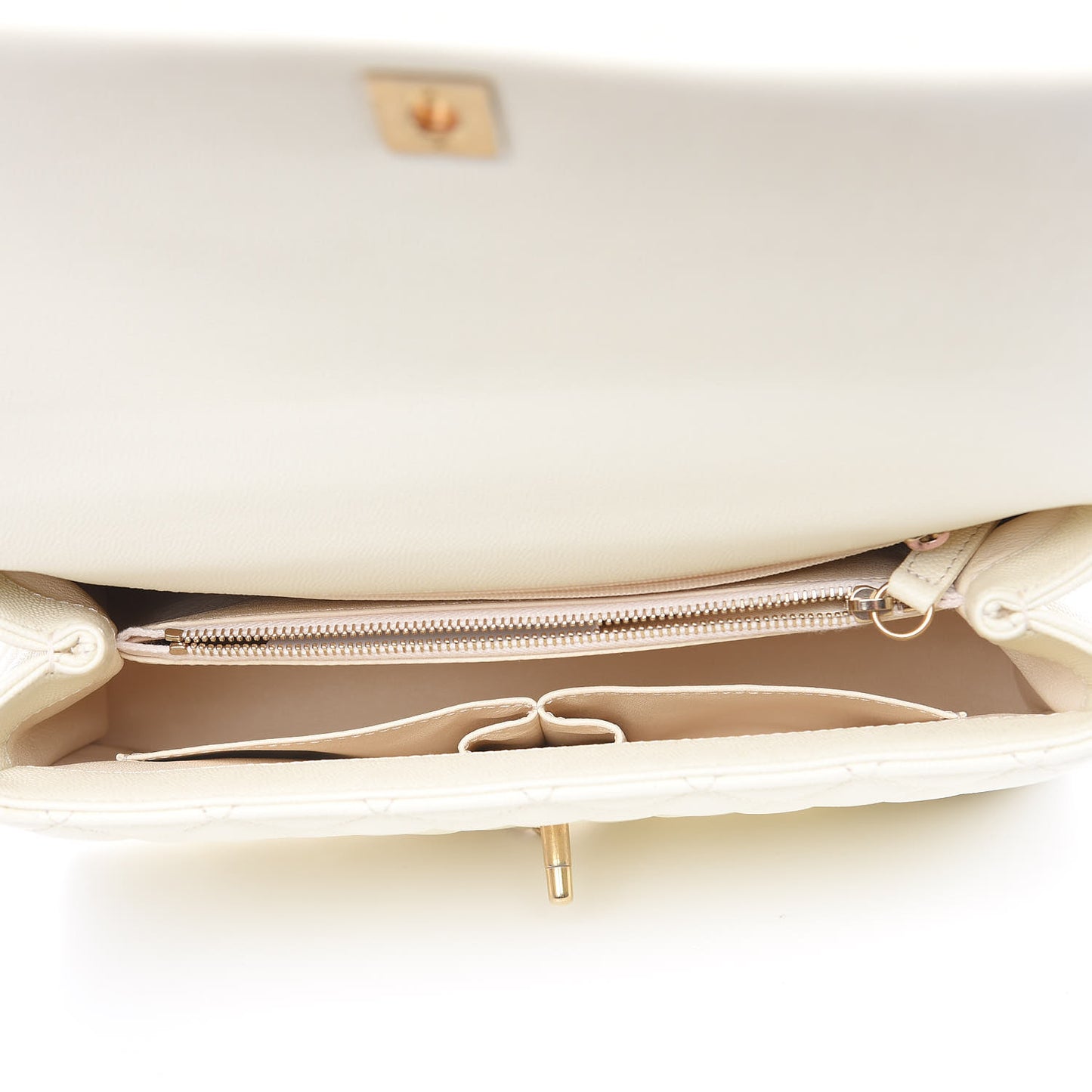 Caviar Elaphe Quilted Small Coco Handle Flap Ivory