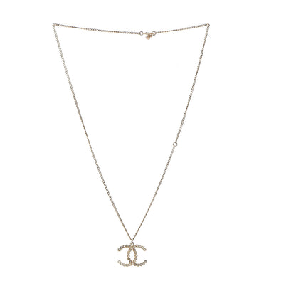 Chanel Crystal CC Pendant Necklace Gold 3 of 5