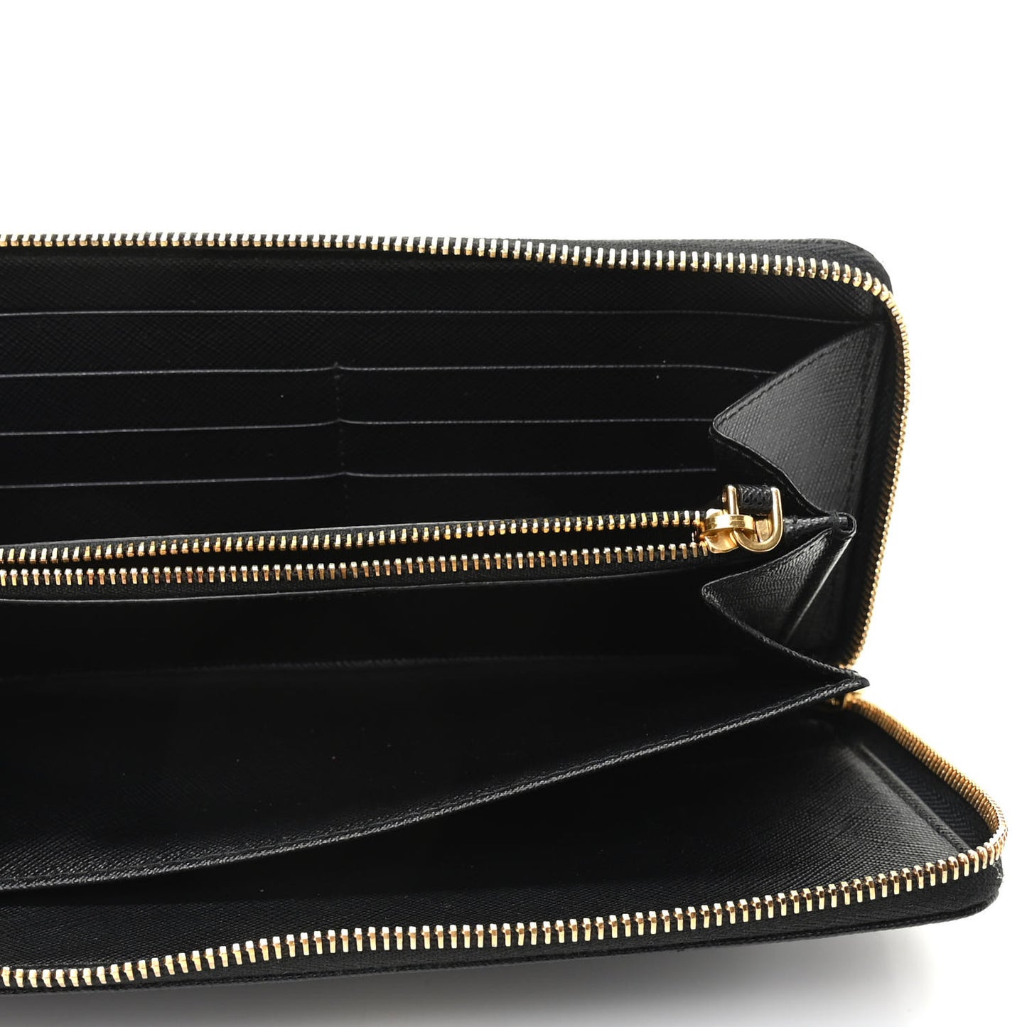 Saffiano Metal Large Zip Around Travel Wallet Black
