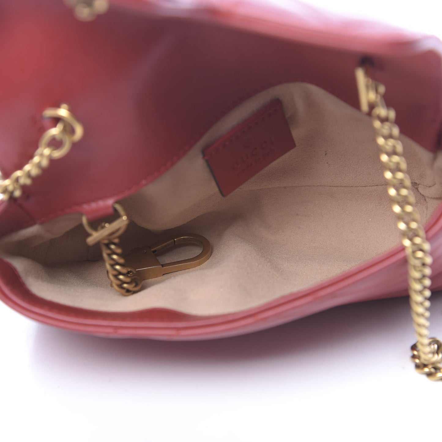 Calfskin Matelasse Super Mini GG Marmont Shoulder Bag Hibiscus Red
