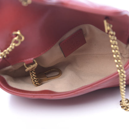 Gucci Calfskin Matelasse Super Mini GG Marmont Shoulder Bag Hibiscus Red 5 of 10