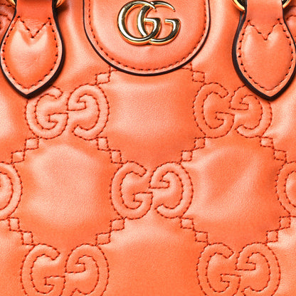 Gucci Calfskin GG Matelasse Mini Top Handle Bag Spring Orange Natural 8 of 10