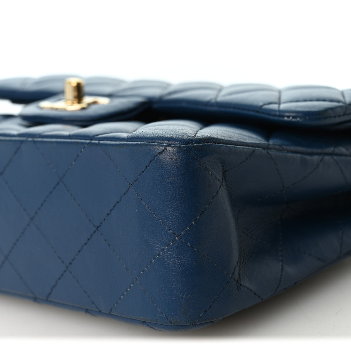 Lambskin Quilted Small Double Flap Blue