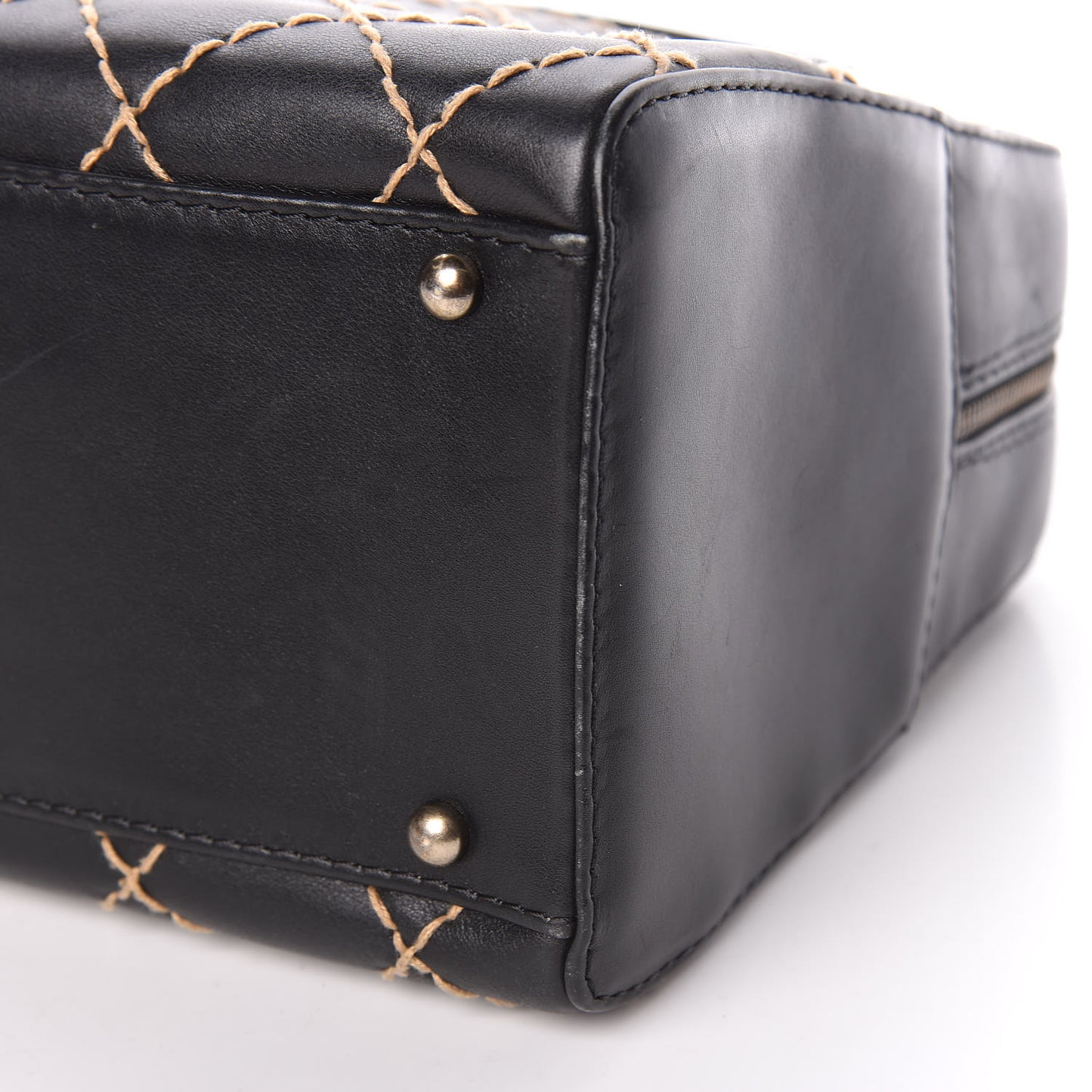 Calfskin Wild Stitch Top Handle Bag Black