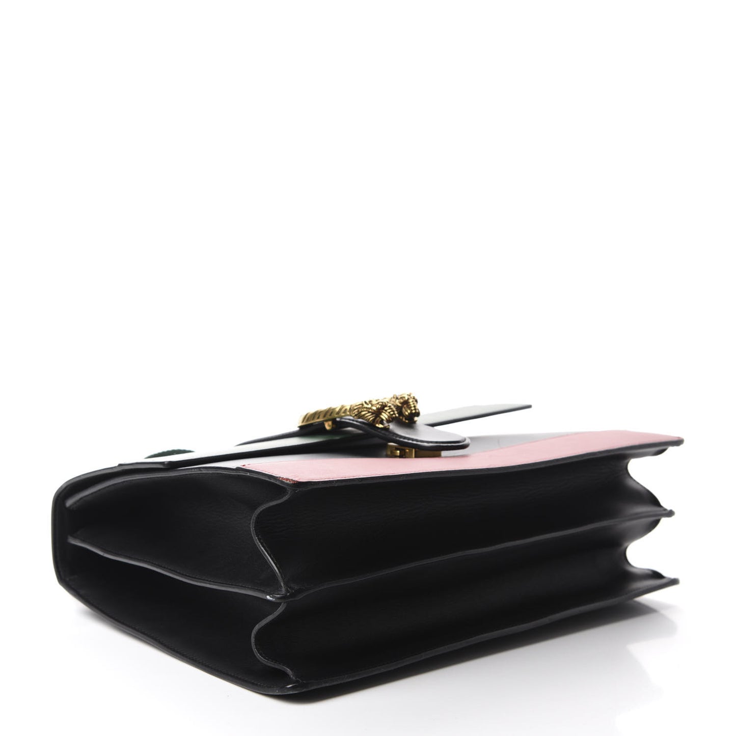 Calfskin Bamboo Web Large Dionysus Top Handle Bag Black Bright Evergreen Hibiscus Red