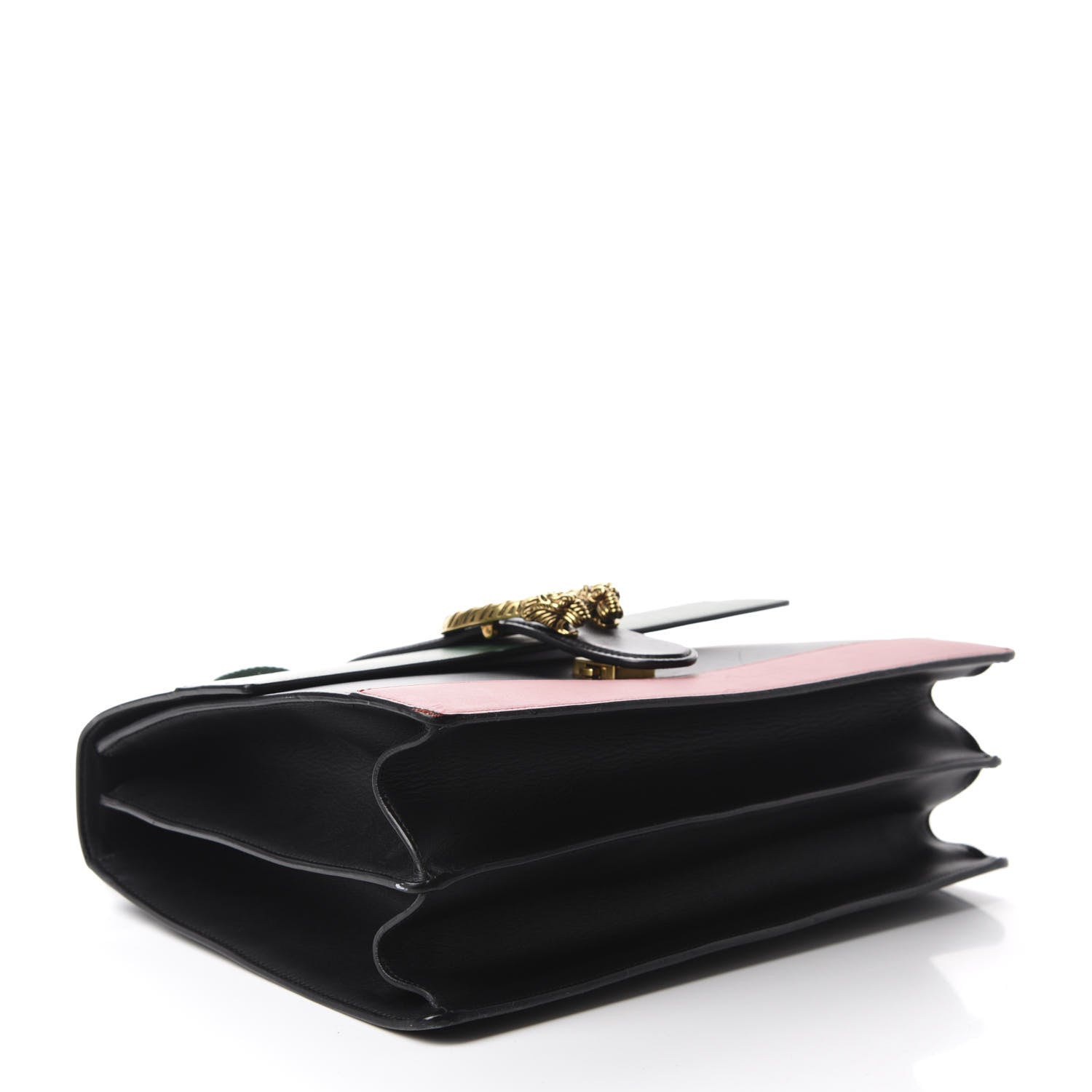 Gucci Calfskin Bamboo Web Large Dionysus Top Handle Bag Black Bright Evergreen Hibiscus Red 5 of 12