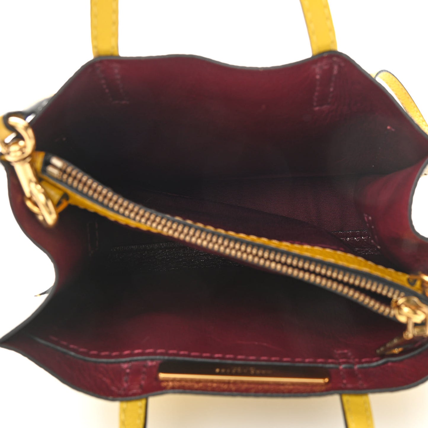 Grained Calfskin Colorblock Mini Grind Tote Yellow White Black