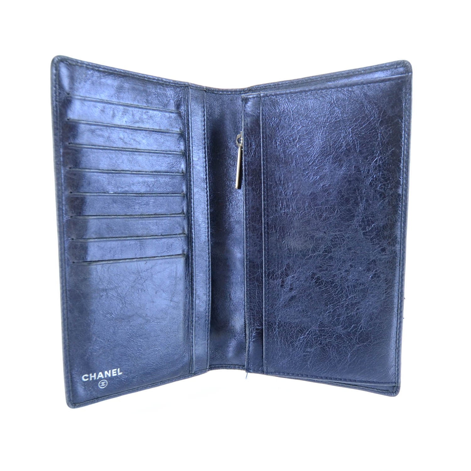 Chanel Metallic Calfskin Quilted Cambon Yen Wallet Blue 5 of 7