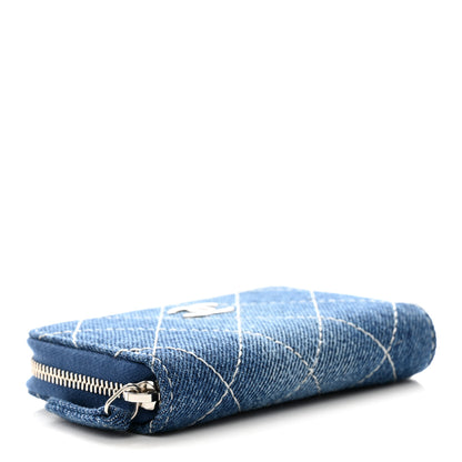 Chanel Denim Quilted Zip Coin Purse Blue 4 of 8