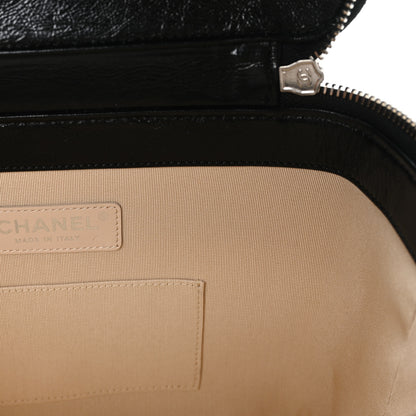 Chanel Glazed Calfskin Raffia Vanity Case Bag Black Beige 6 of 10