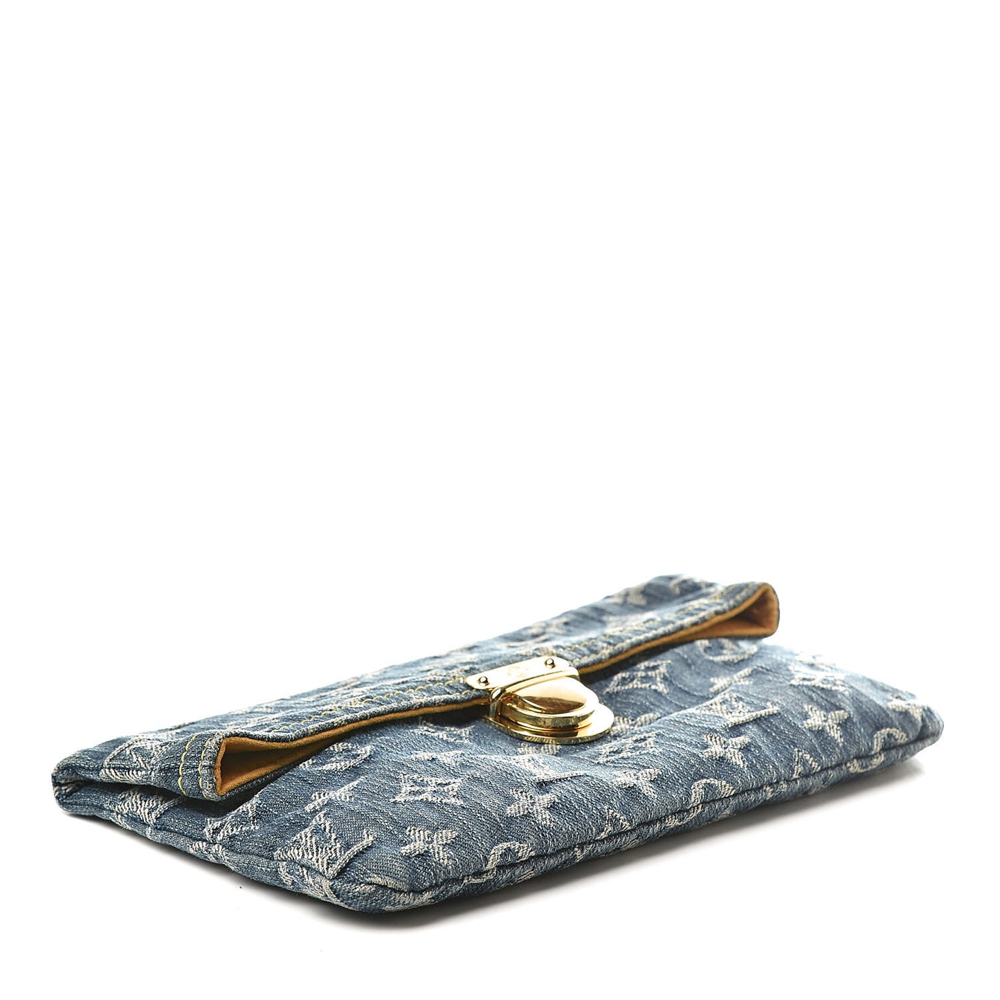 Monogram Denim Pochette Plat Clutch Blue