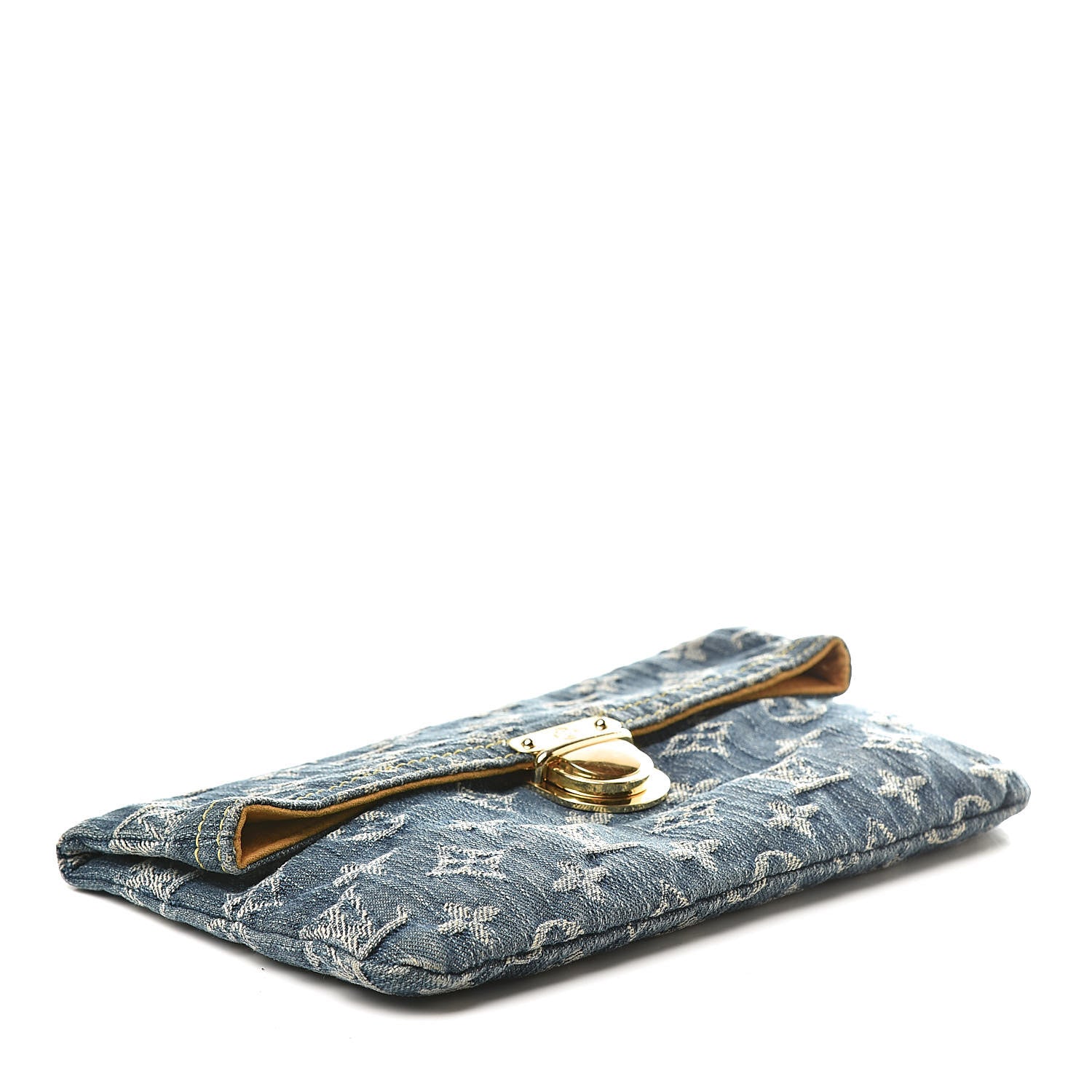 Louis Vuitton Monogram Denim Pochette Plat Clutch Blue 4 of 11