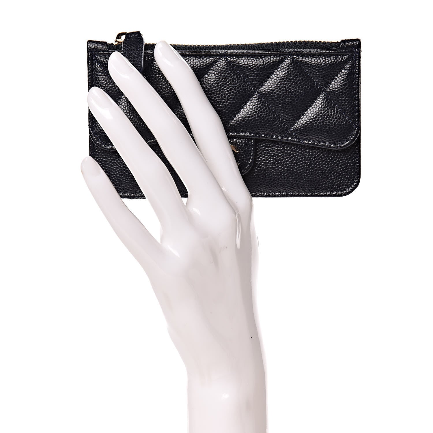 Chanel Caviar Quilted Flap Zip Card Holder Navy Blue 2 of 8