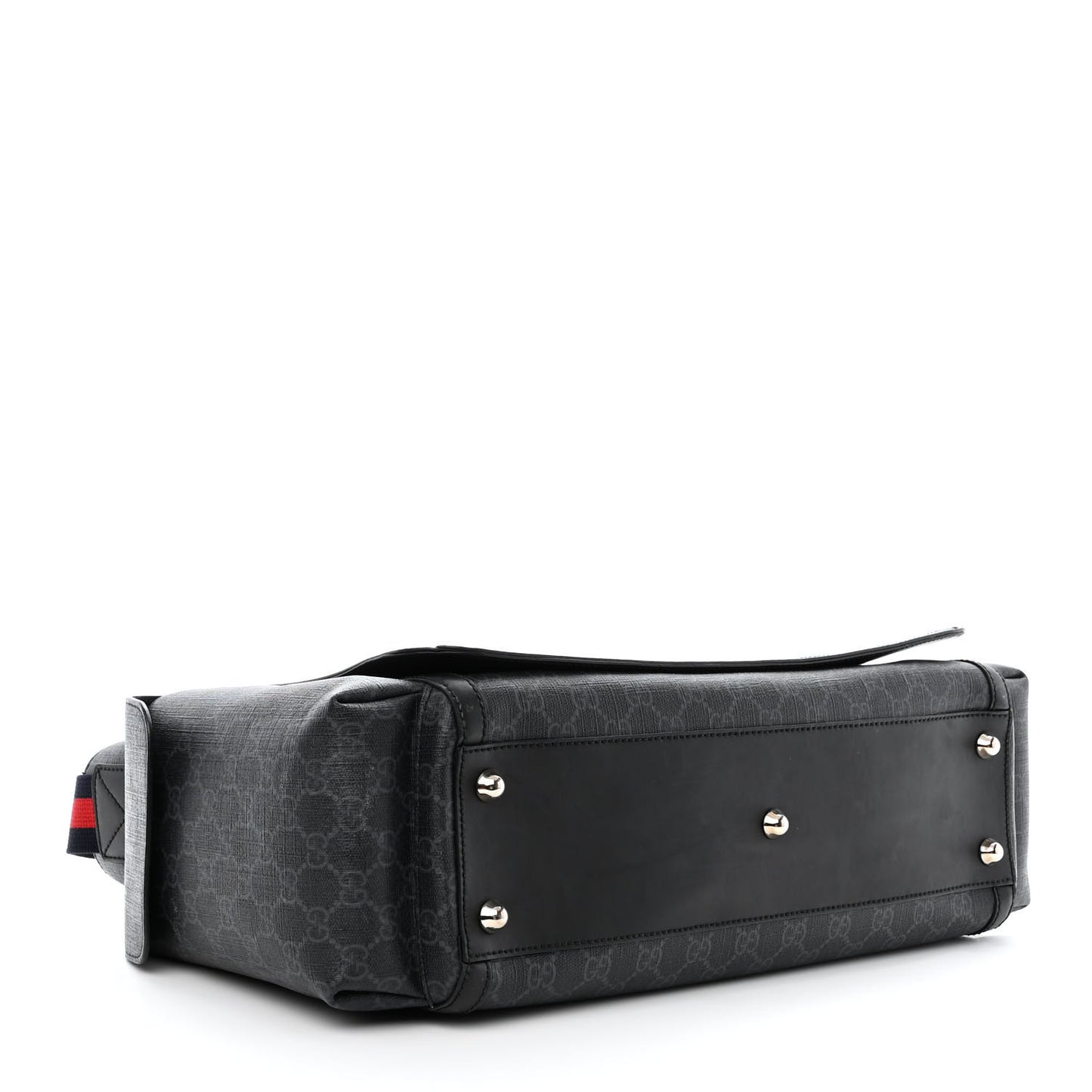 GG Supreme Monogram Web Messenger Diaper Bag Black Grey