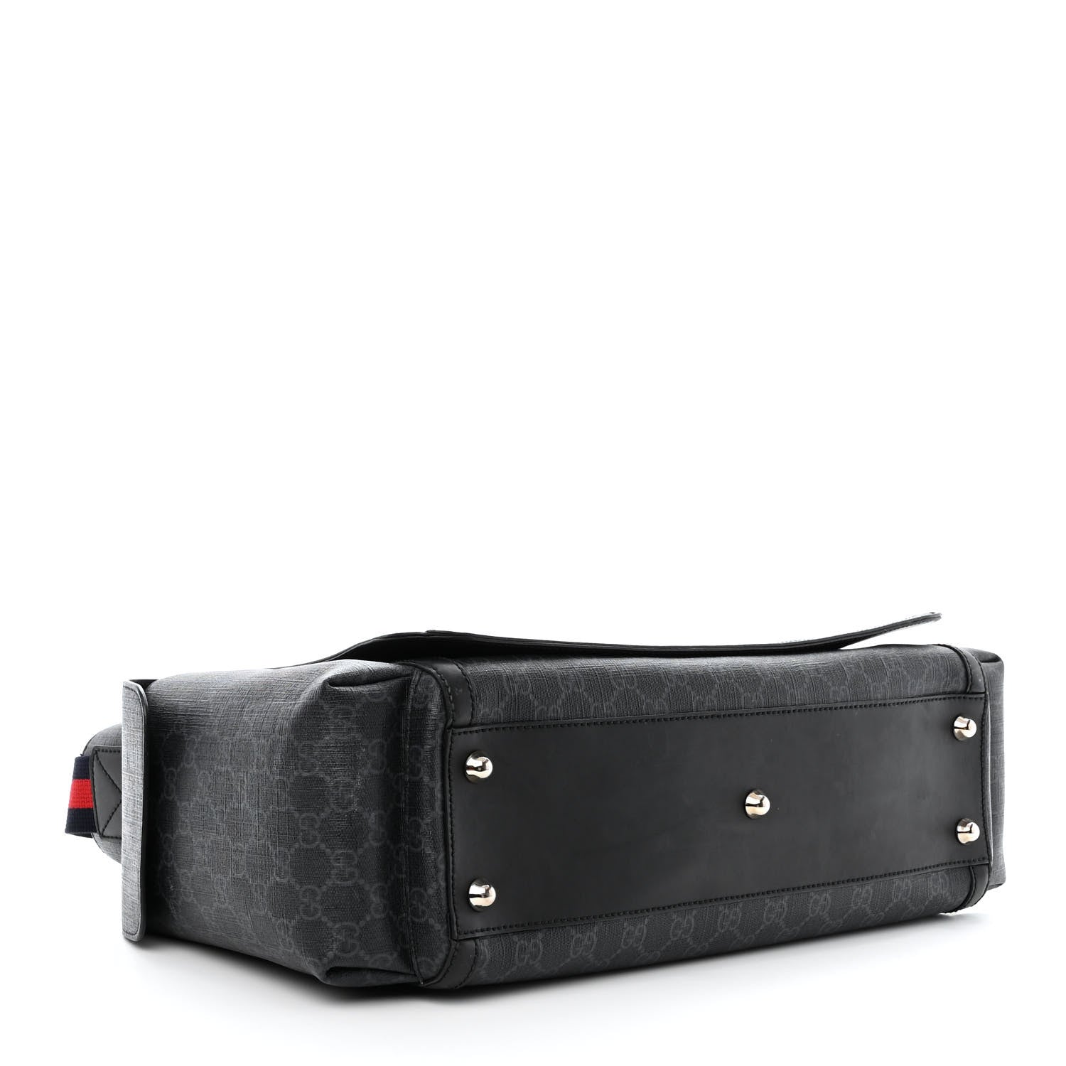 Gucci GG Supreme Monogram Web Messenger Diaper Bag Black Grey 5 of 13