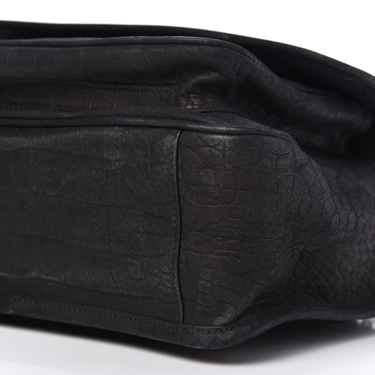 Saint Laurent Nubuck Crocodile Embossed Monogram Medium Niki Chain Satchel Black 7 of 10