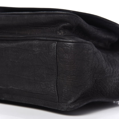 Saint Laurent Nubuck Crocodile Embossed Monogram Medium Niki Chain Satchel Black 7 of 10