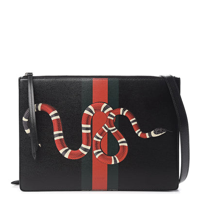 Gucci Calfskin Kingsnake Print Messenger Black 1 of 14