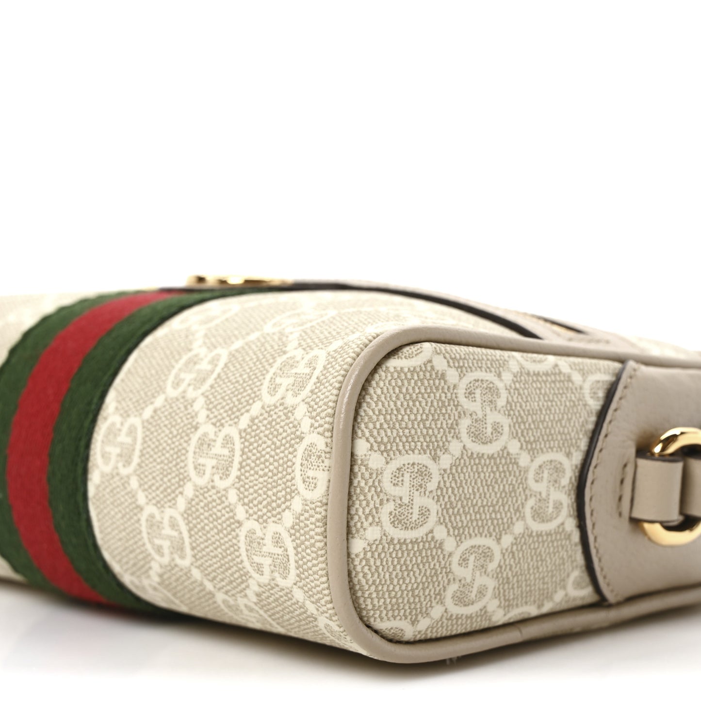 GG Supreme Monogram Textured Dollar Calfskin Mini Ophidia Shoulder Bag Beige Mystic White Oatmeal